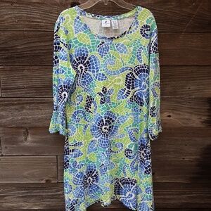 Caribbean Joe & Company turquoise green, blue, & white dress, Size M